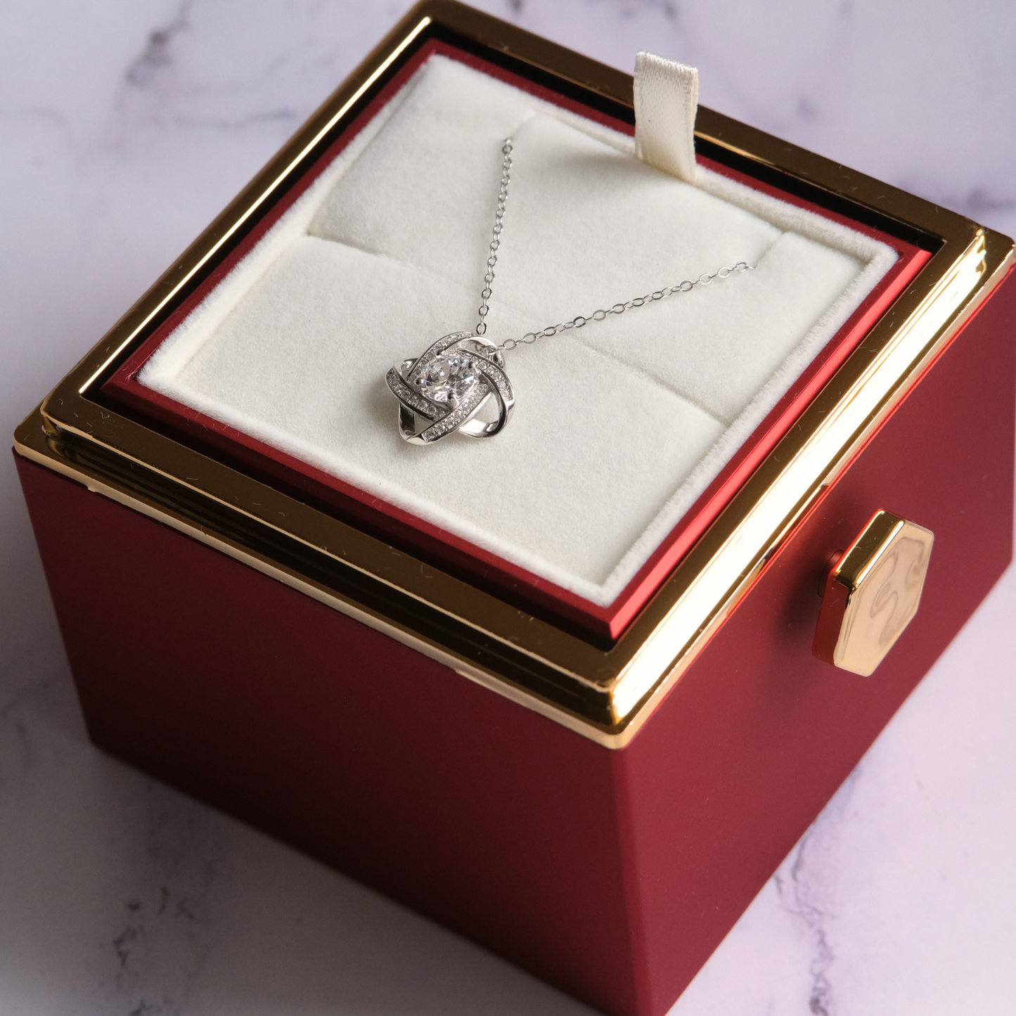 Eeuwige Roos Box - Liefdesknoop Halsketting
