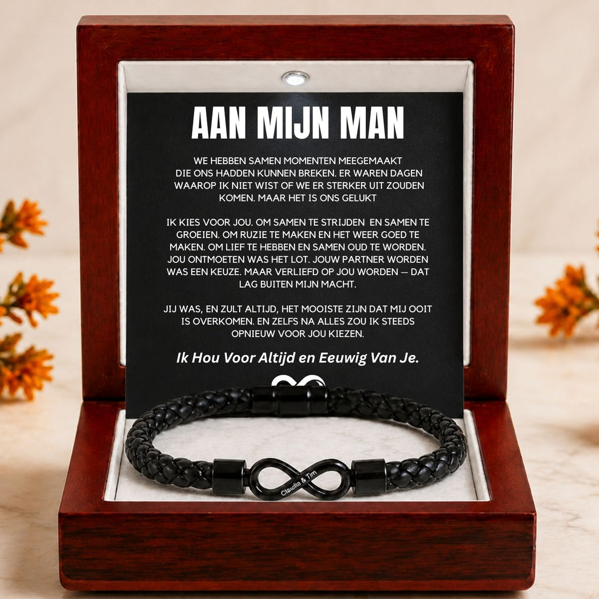 Aan mijn Man - Ik kies voor jou V2 - Dual Name Infinity Armband