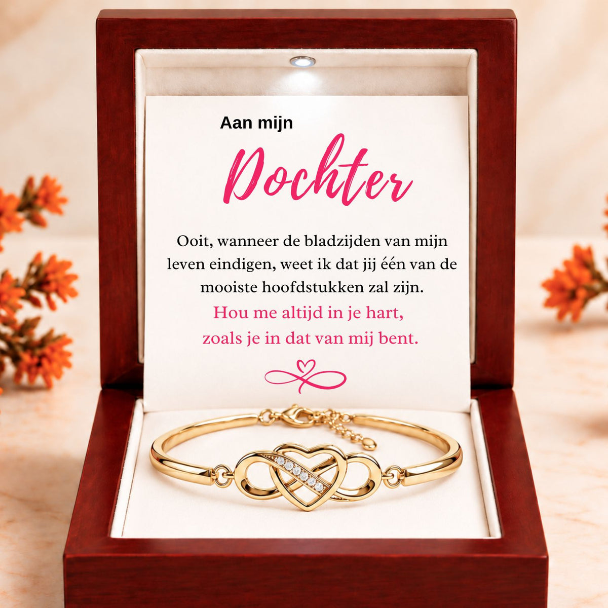 Aan mijn Dochter - Armband Infinity -Mooiste hoofdstukken