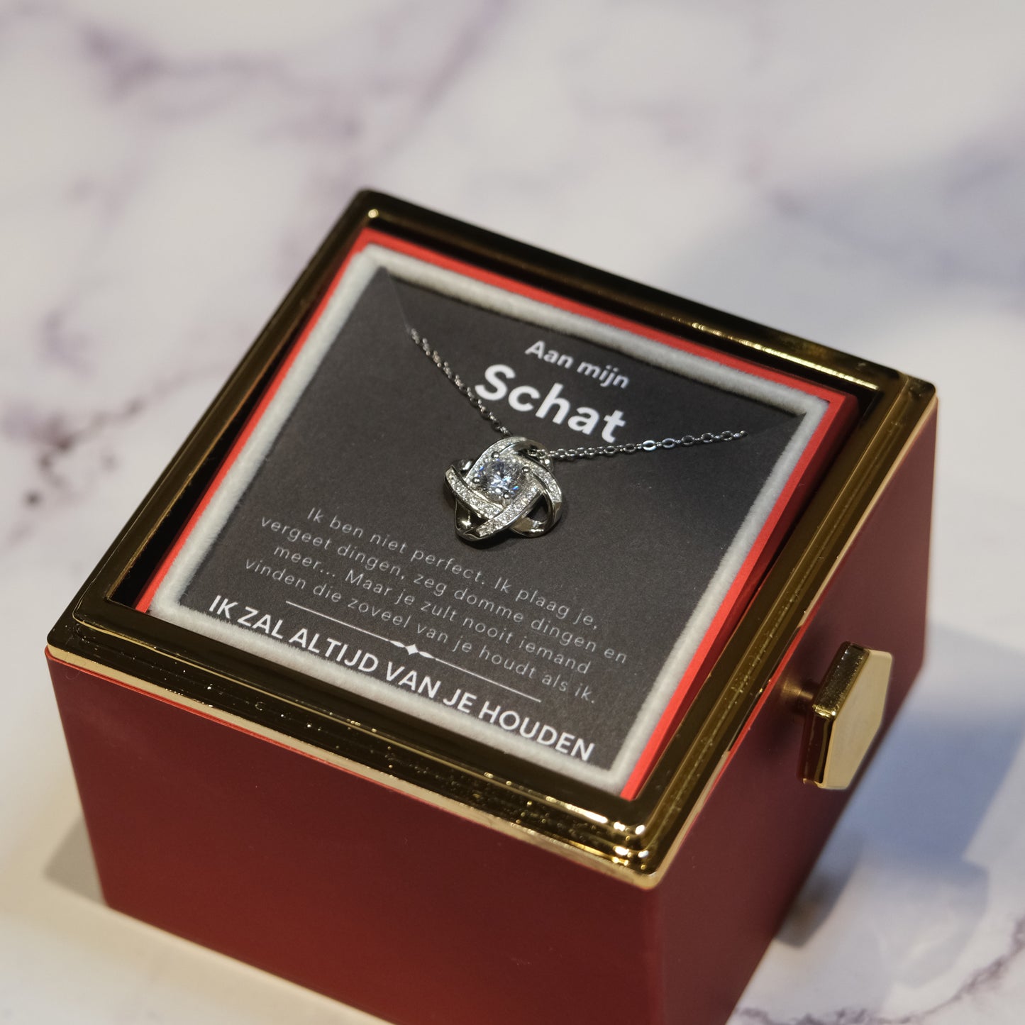 Eeuwige Roos Box - Liefdesknoop Halsketting