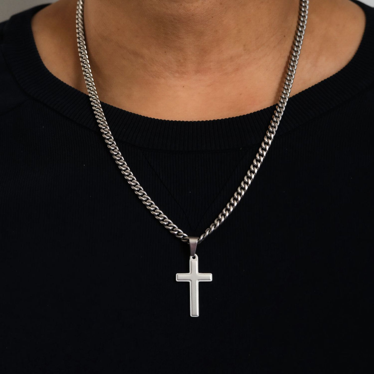 Aan mijn lieve kleinzoon - Zilveren ketting met hanger kruis