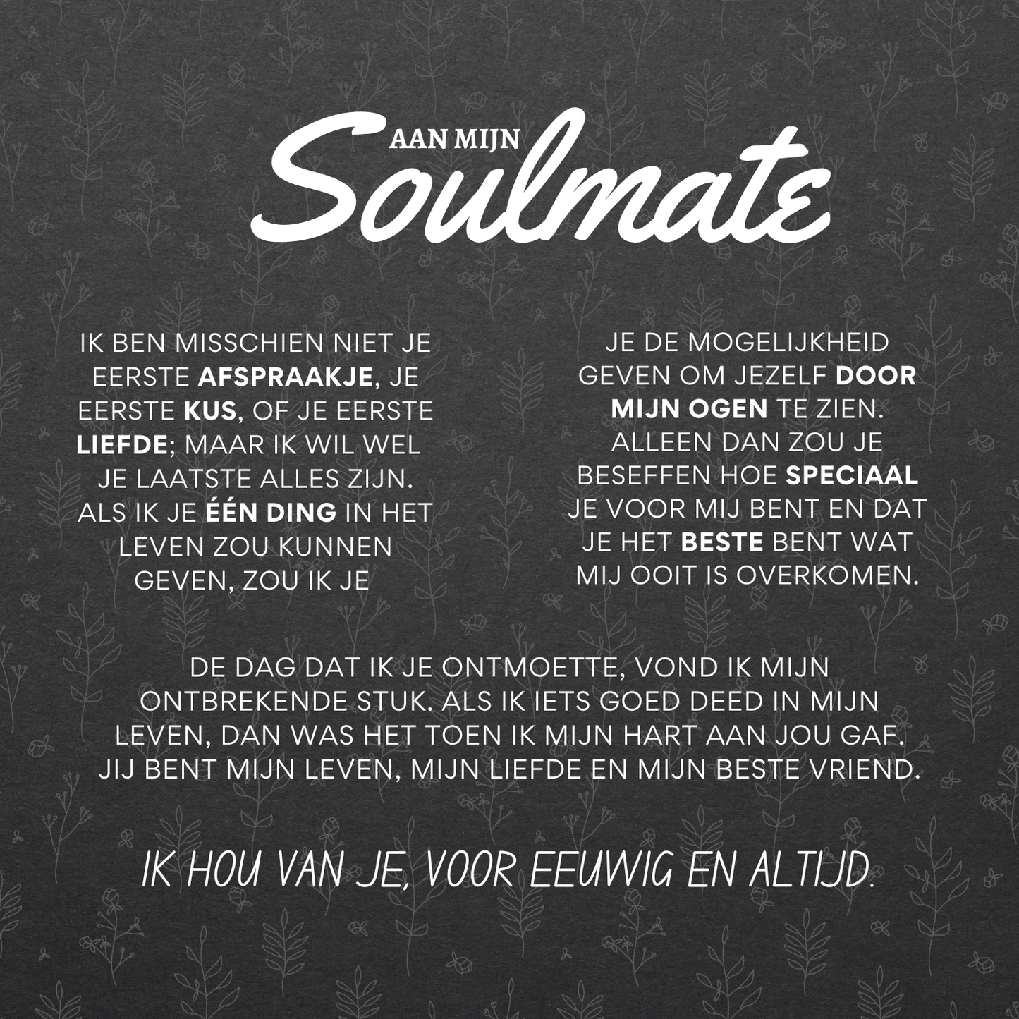 Aan mijn prachtige soulmate - Eeuwige hoop ketting