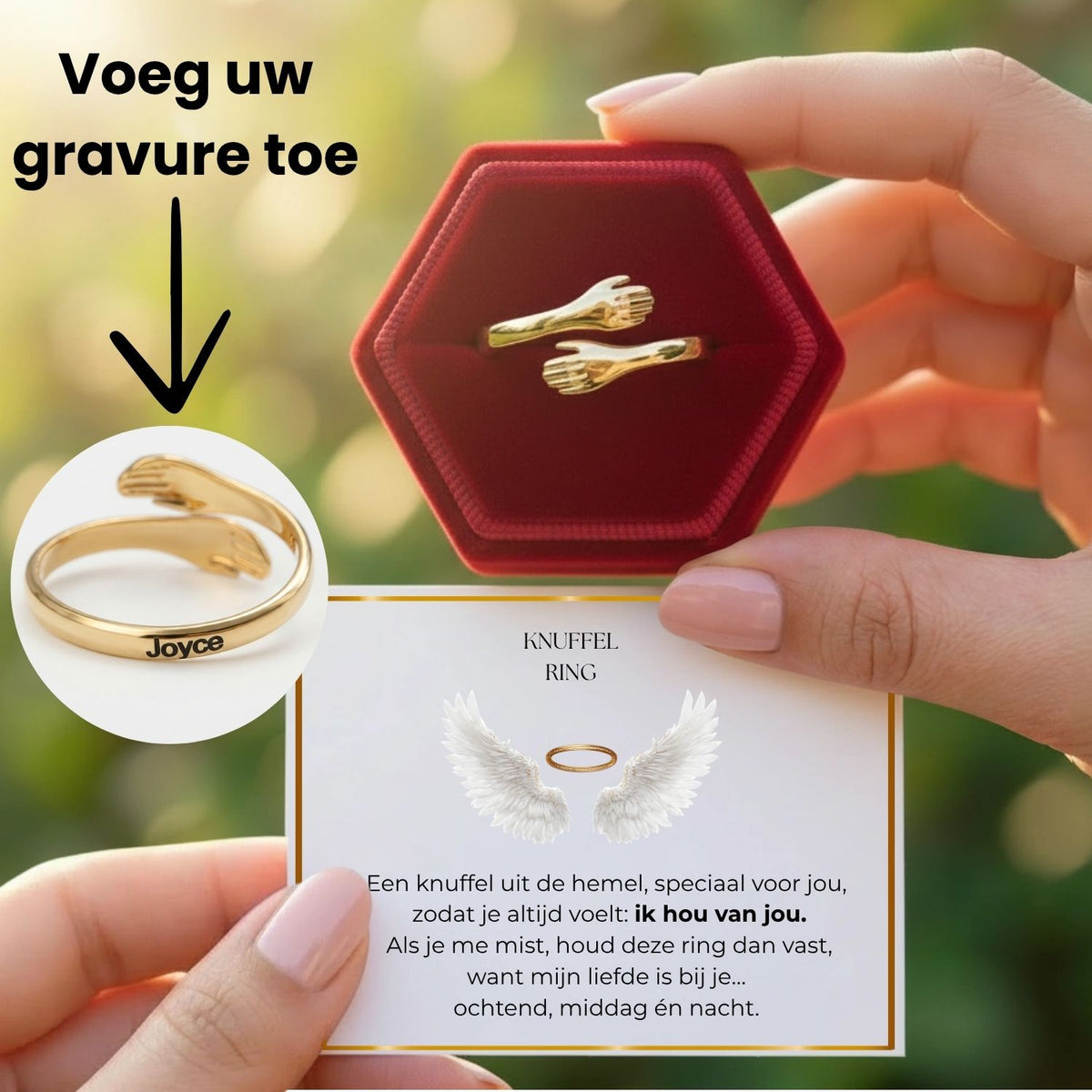 HUG IN HEAVEN V3 - Knuffelring met Persoonlijke Gravure