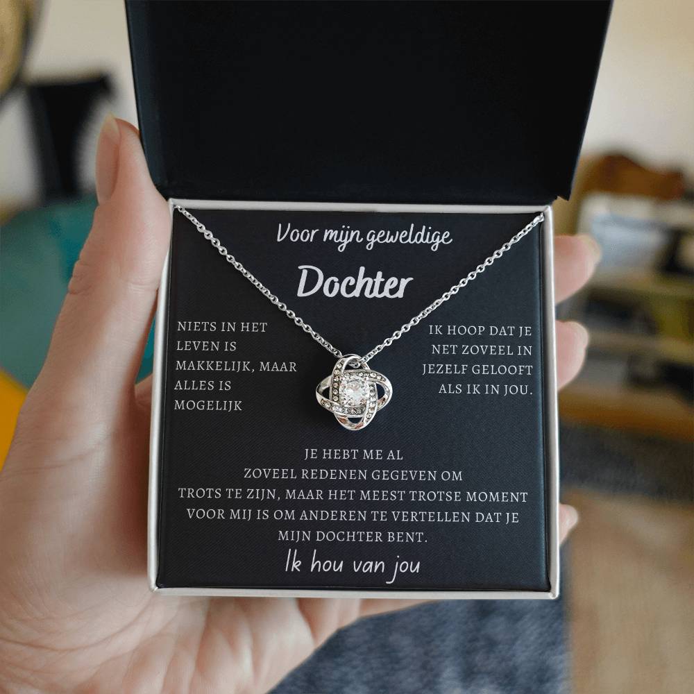 Voor mijn geweldige Dochter - Liefdesknoop Halsketting