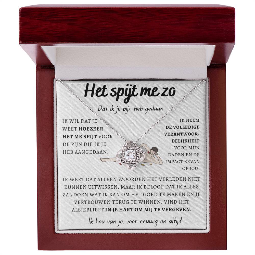 Het spijt me zo, Ik hou van je - Liefdesknoop Halsketting