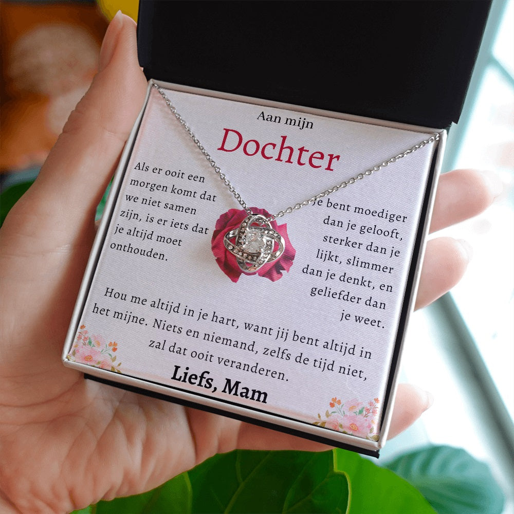 Aan mijn Dochter - Liefdesknoop Halsketting - Je bent moediger dan je gelooft