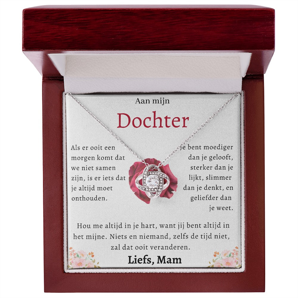 Aan mijn Dochter - Liefdesknoop Halsketting - Je bent moediger dan je gelooft