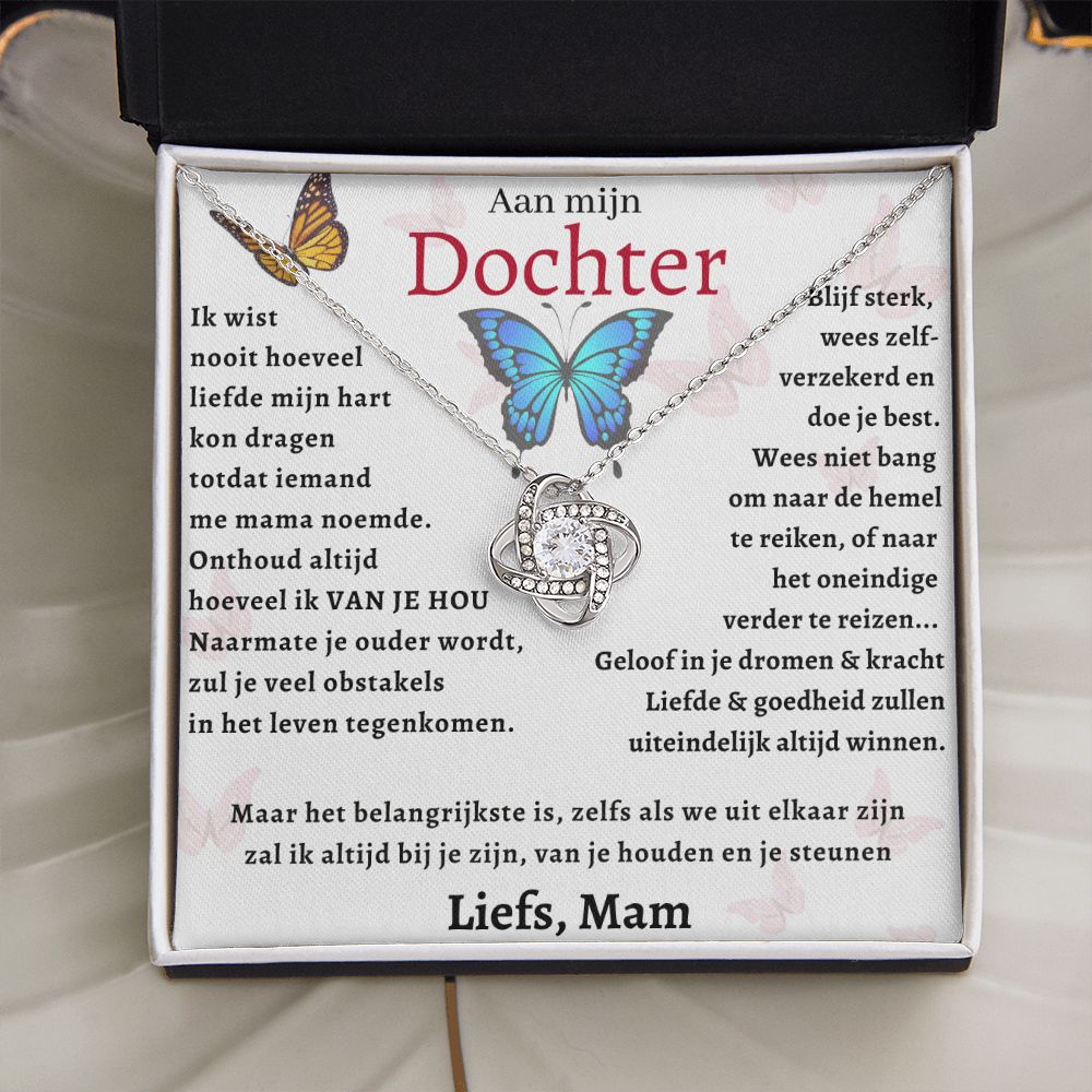 Aan mijn Dochter - Liefdesknoop Halsketting -Geloof in je dromen