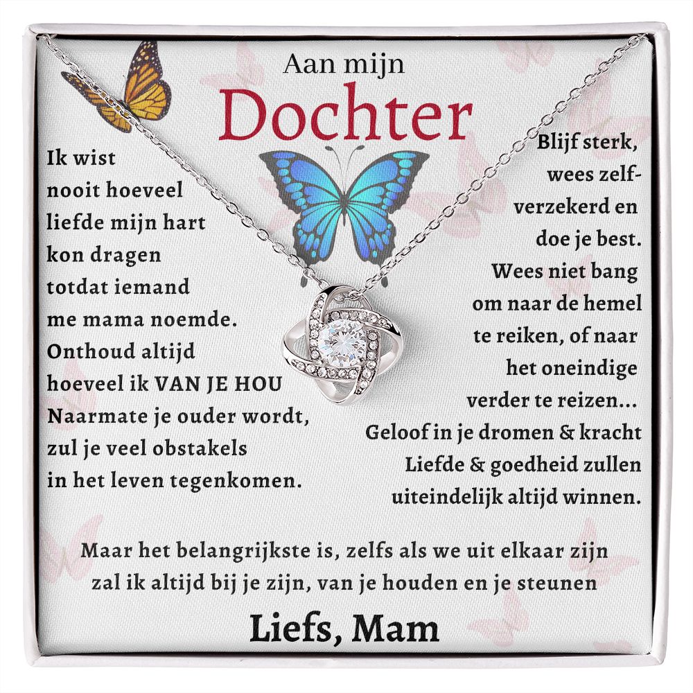 Aan mijn Dochter - Liefdesknoop Halsketting -Geloof in je dromen