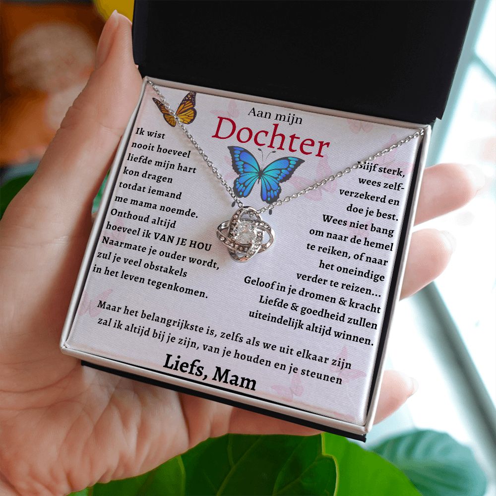 Aan mijn Dochter - Liefdesknoop Halsketting -Geloof in je dromen