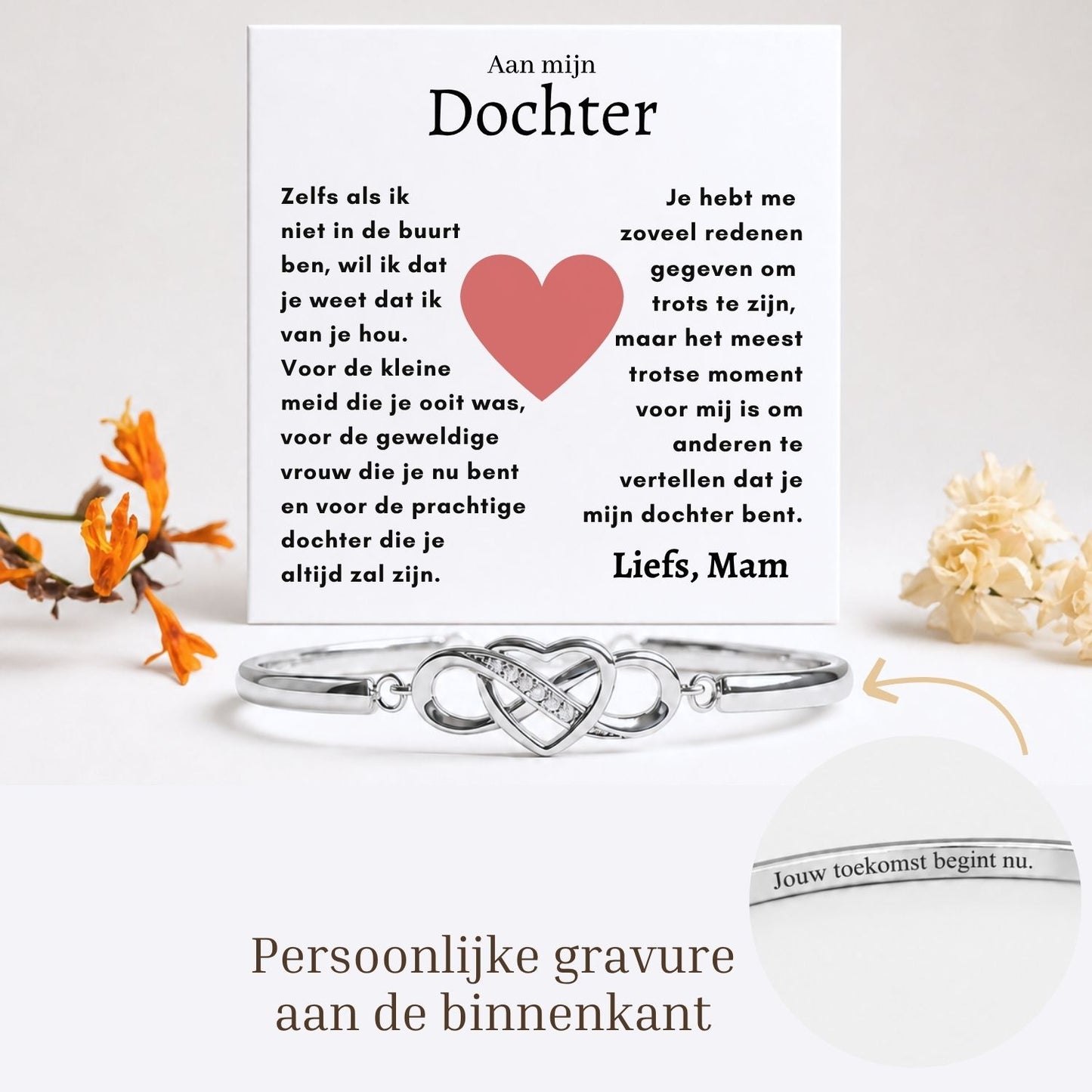 Aan mijn Dochter - Armband Infinity met Gravure