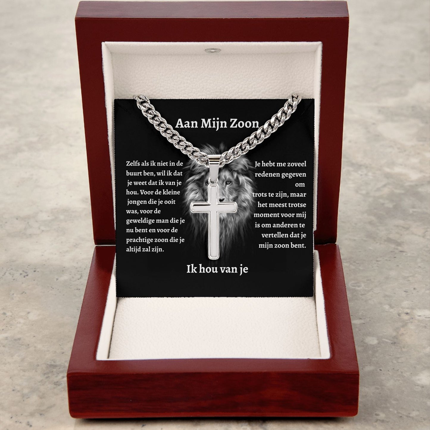 Aan mijn Zoon - Zilveren Kruis Ketting