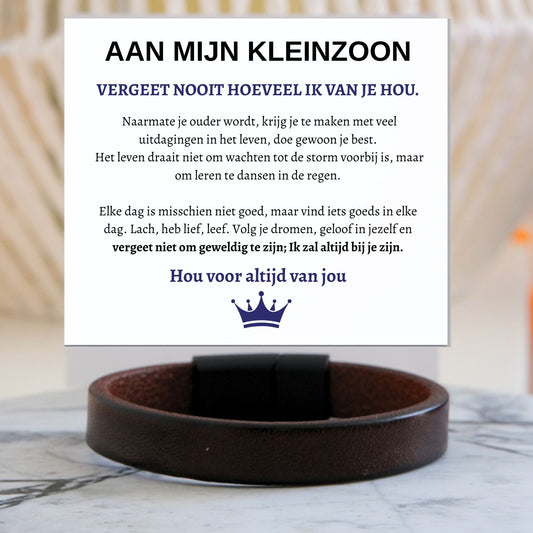 Aan Mijn Kleinzoon -  Bruine leren armband