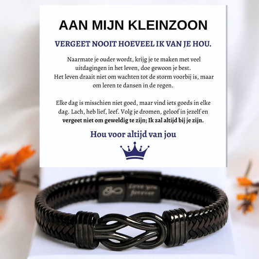 Aan Mijn Kleinzoon Armband - Zwart Infinity Armband