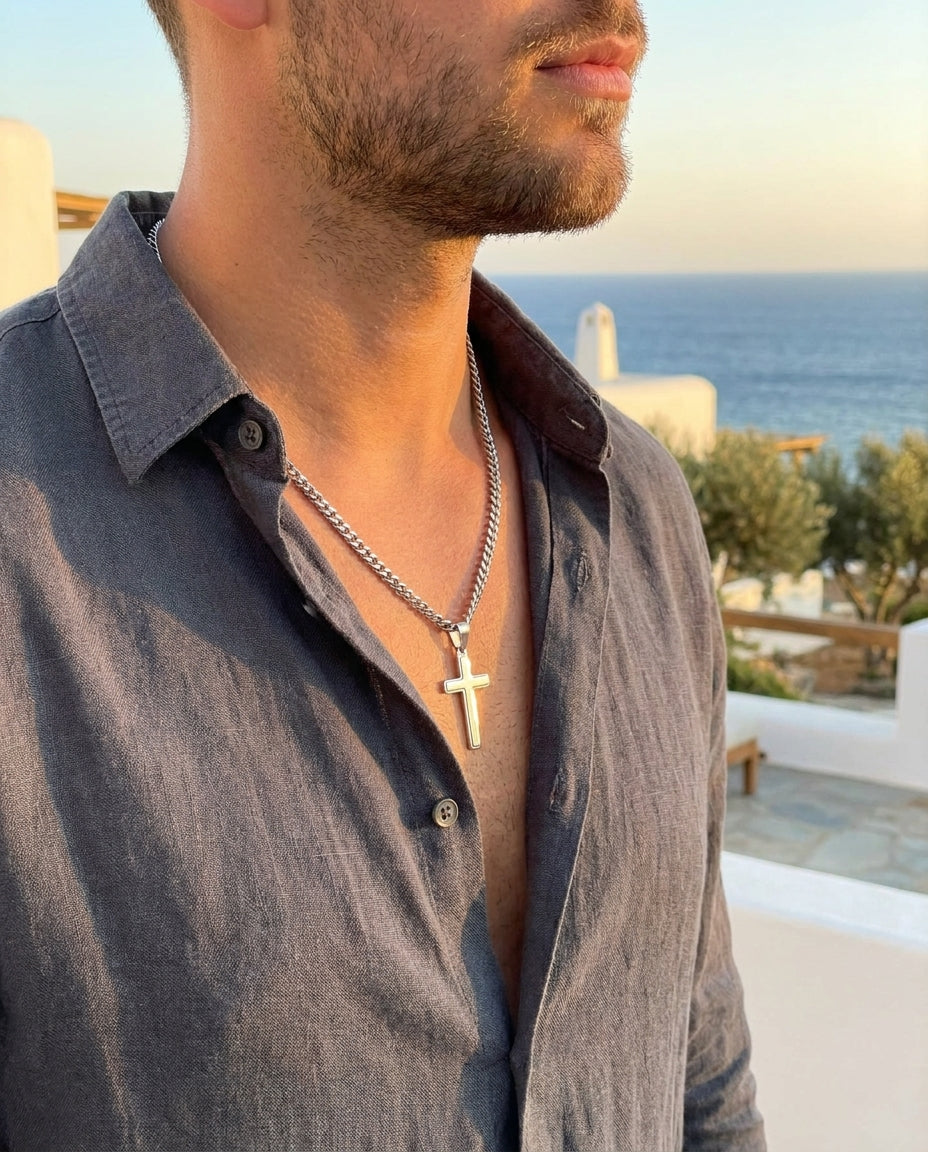 Aan Mijn Zoon- Zilveren Kruis Ketting met Gravure