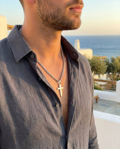 Aan Mijn Zoon- Zilveren Kruis Ketting met Gravure