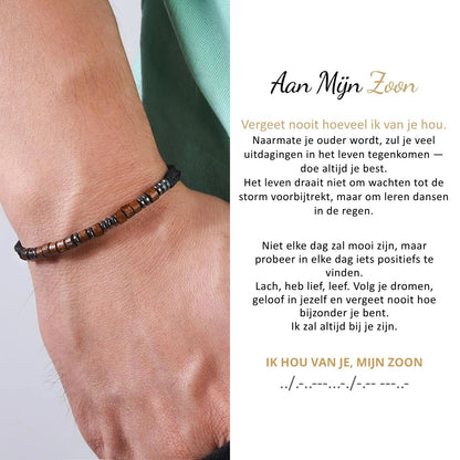 Aan mijn Zoon- 'I Love You' Morse code armband