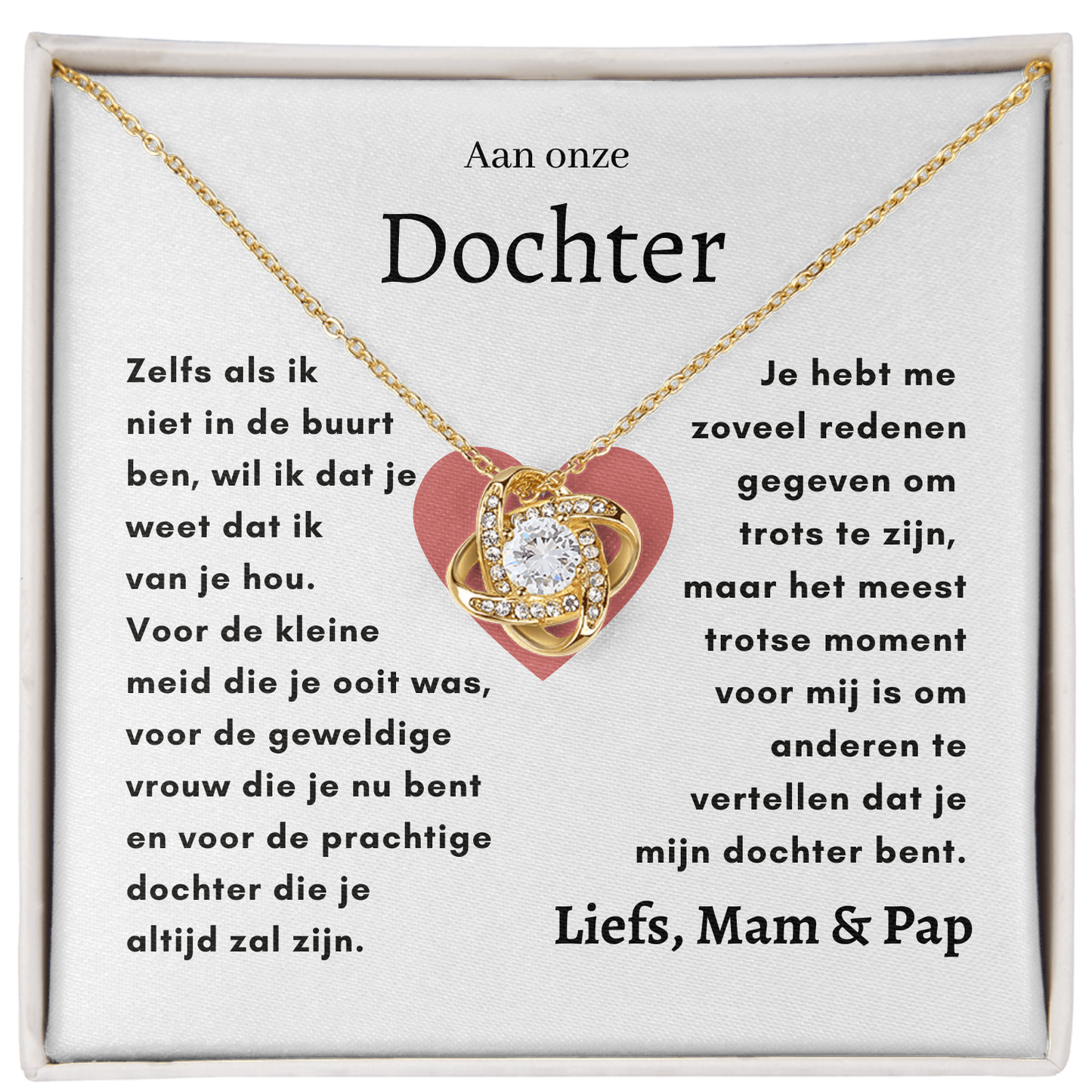 Eeuwige Roos - Liefdesknoop ketting - Aan onze Dochter