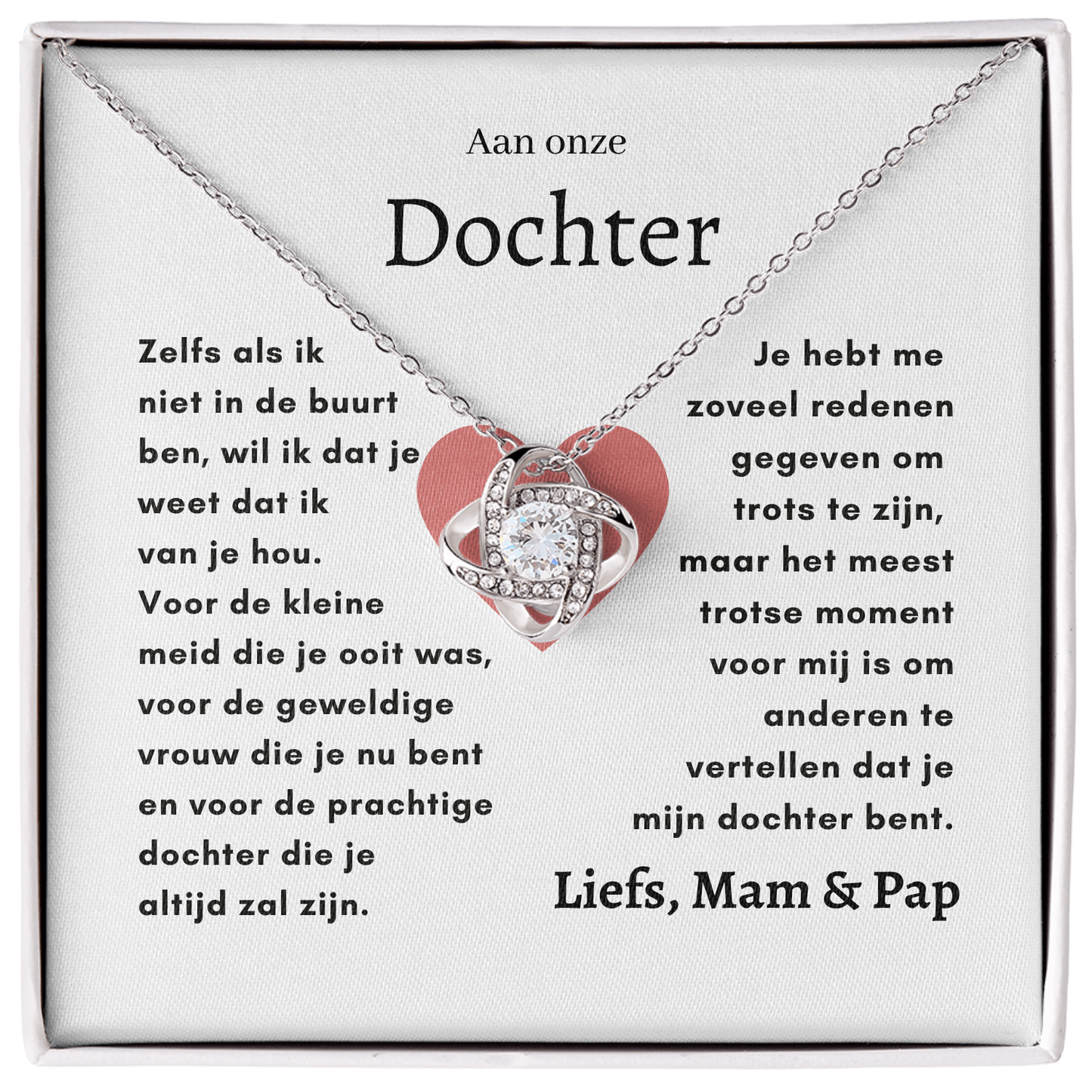 Eeuwige Roos - Liefdesknoop ketting - Aan onze Dochter