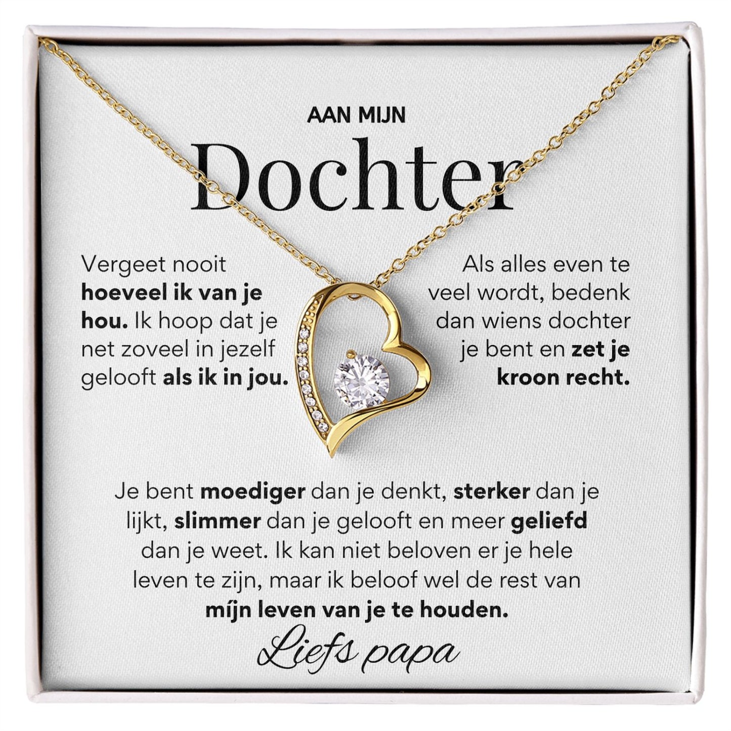 Aan mijn Dochter - Hart ketting - Liefs, Papa