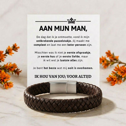 Gevlochten Armband met gravuur - Aan mijn man