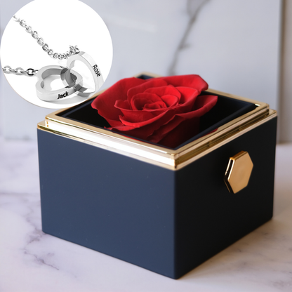 Eeuwige Roos Box - Gepersonaliseerde ketting & Echte Roos