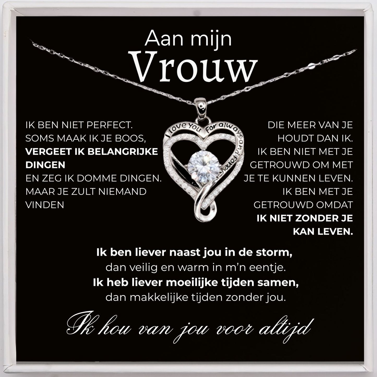 Hart ketting -  I love you for always...