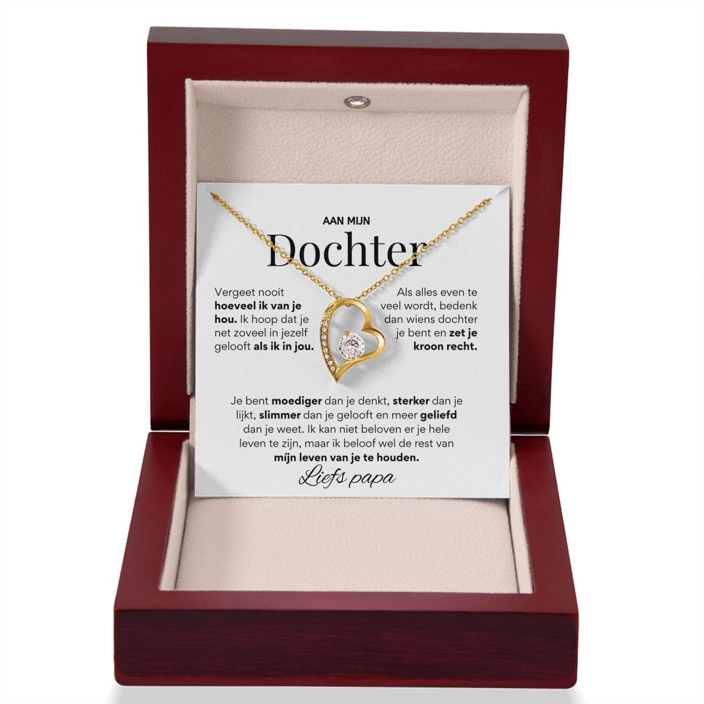 Aan mijn Dochter - Hart ketting - Liefs, Papa