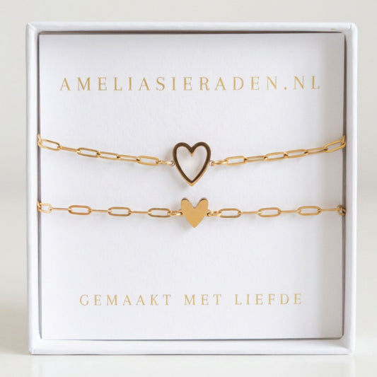 Moeder & Dochter Armband Set Hartje