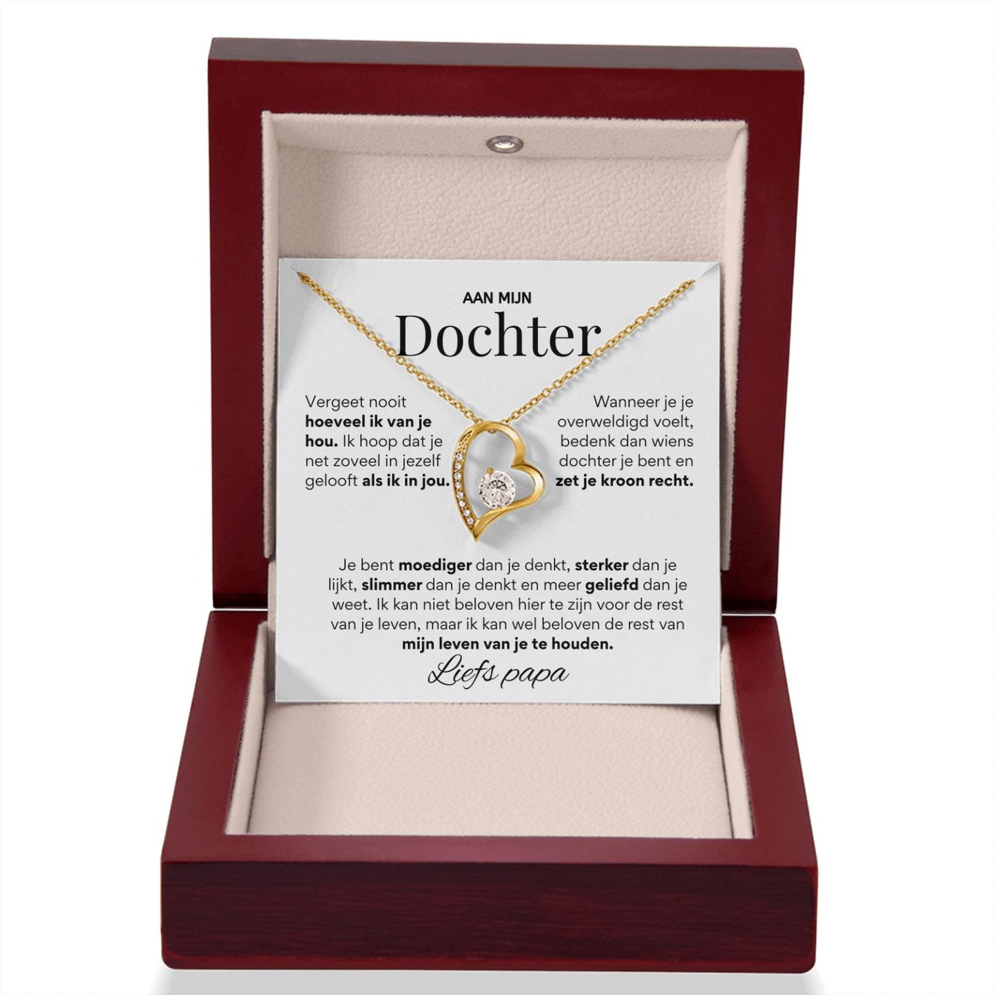 Aan mijn Dochter - Hart ketting - Liefs, Papa