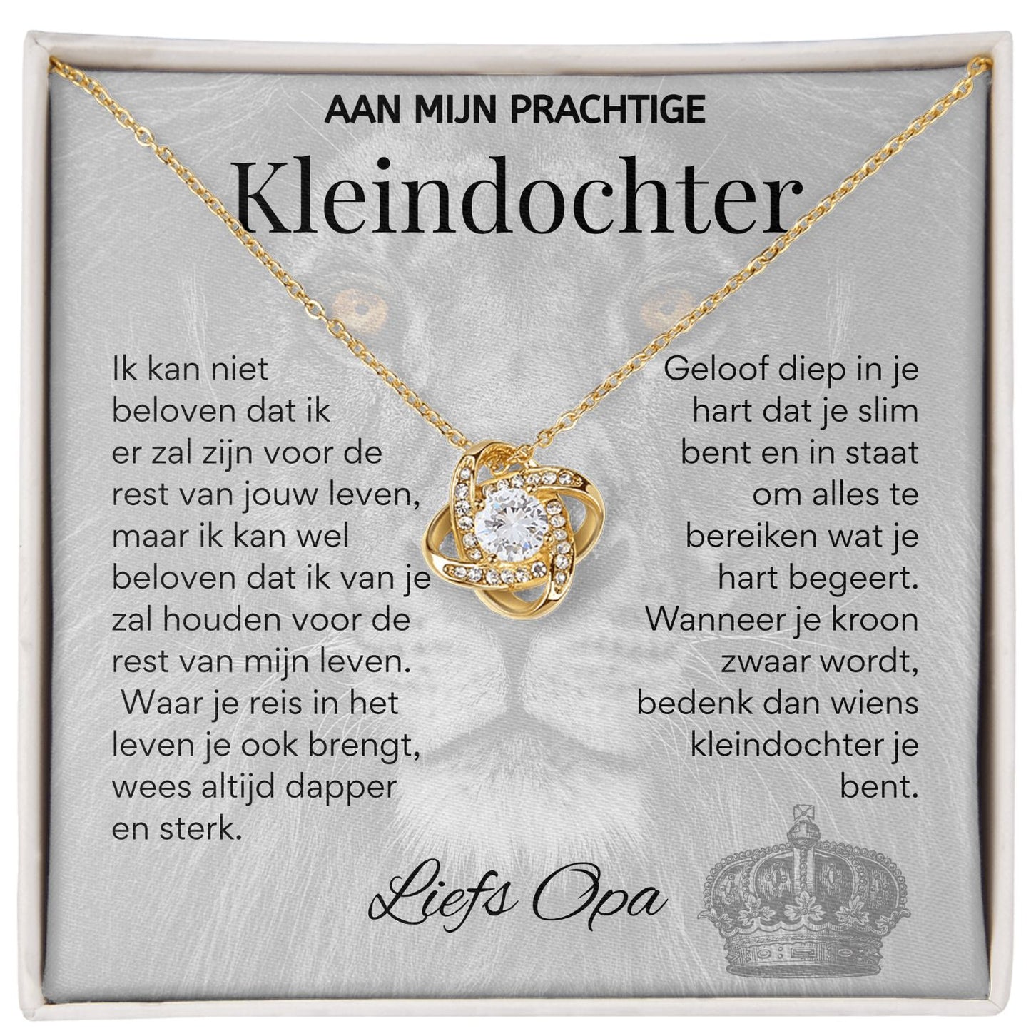 Aan mijn Kleindochter - Liefdesknoop Halsketting - Liefs, Opa