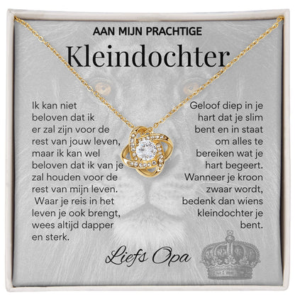 Aan mijn Kleindochter - Liefdesknoop Halsketting - Liefs, Opa