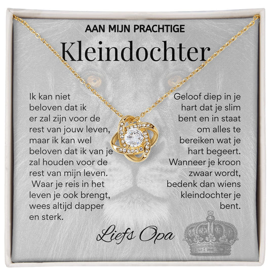 Aan mijn Kleindochter - Liefdesknoop Halsketting - Liefs, Opa