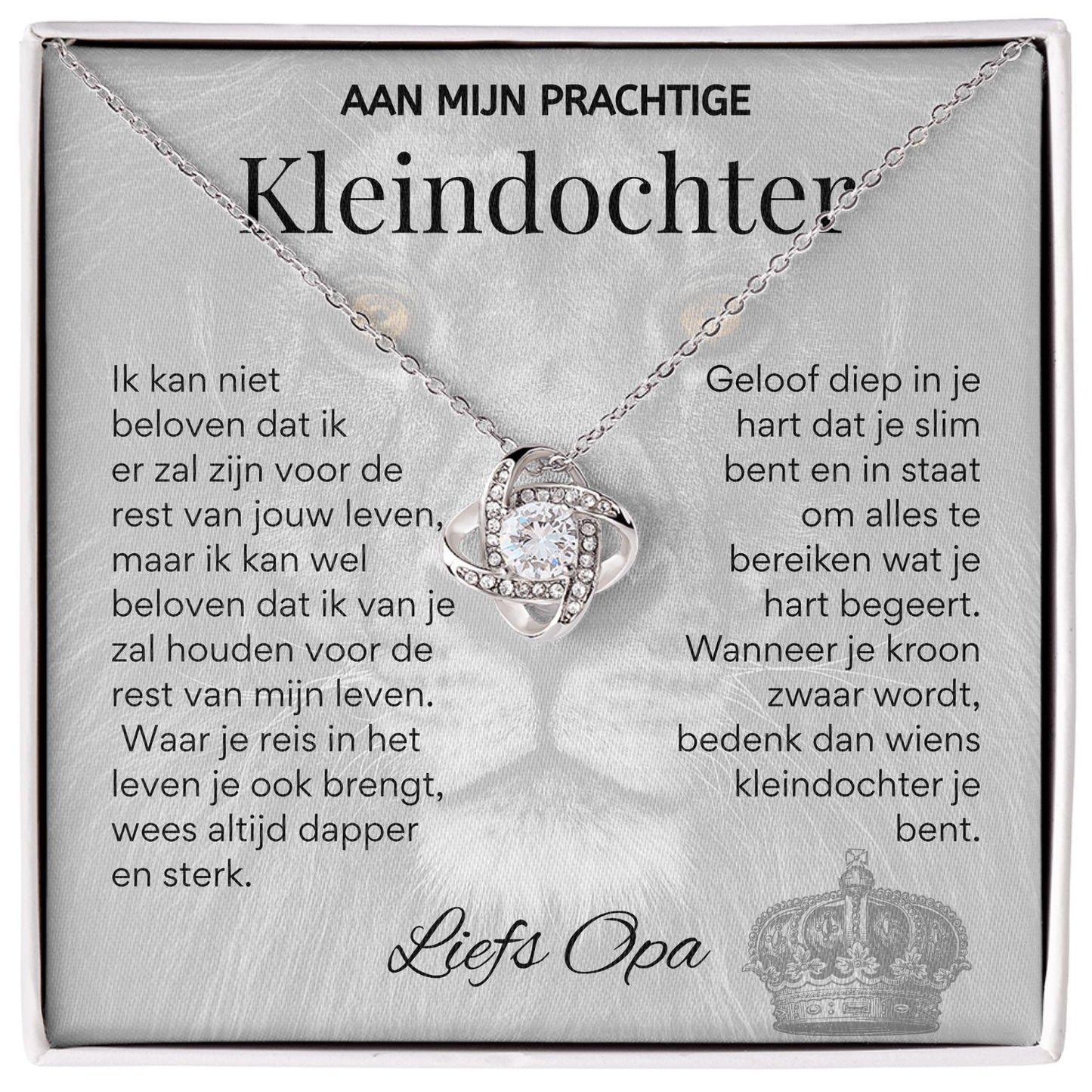 Aan mijn Kleindochter - Liefdesknoop Halsketting - Liefs, Opa