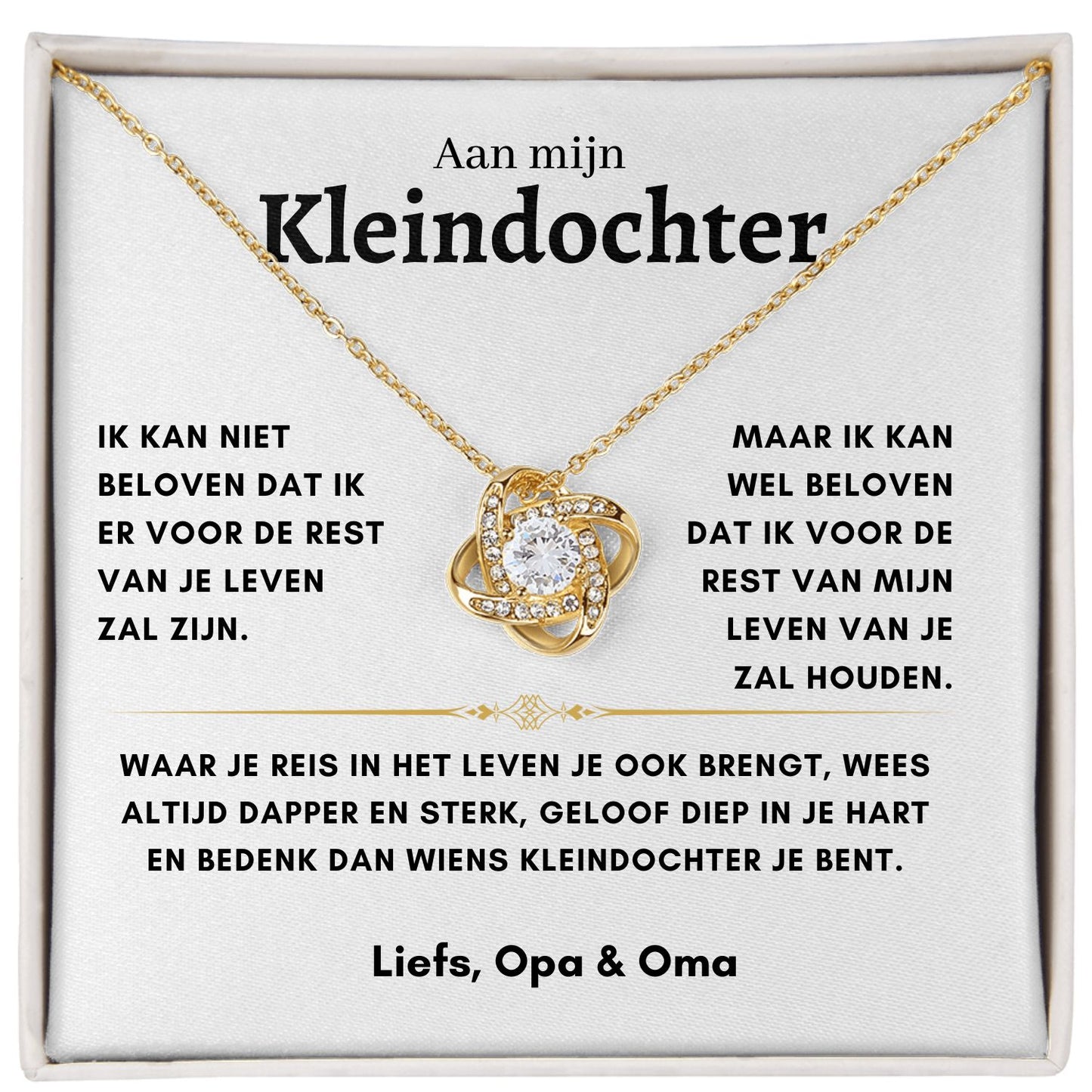 Aan mijn Kleindochter - Liefdesknoop Halsketting - Liefs, Opa & Oma