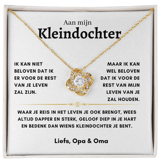 Aan mijn Kleindochter - Liefdesknoop Halsketting - Liefs, Opa & Oma