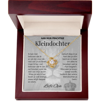 Aan mijn Kleindochter - Liefdesknoop Halsketting - Liefs, Opa