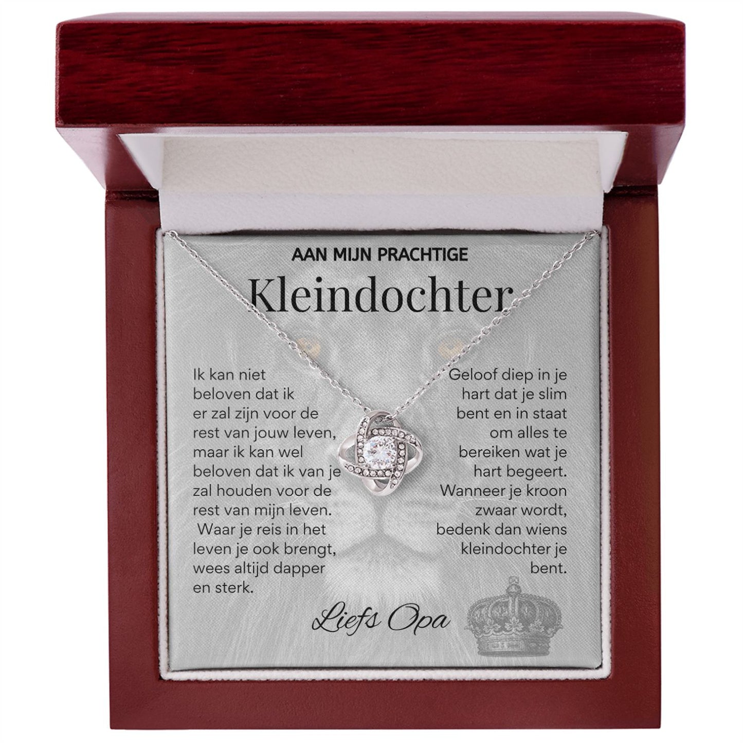 Aan mijn Kleindochter - Liefdesknoop Halsketting - Liefs, Opa