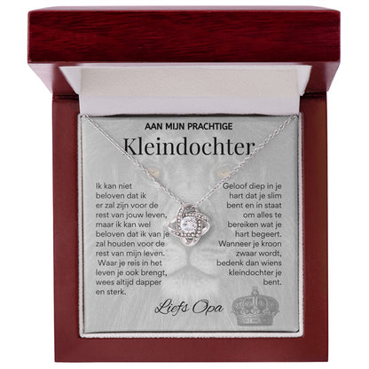 Aan mijn Kleindochter - Liefdesknoop Halsketting - Liefs, Opa
