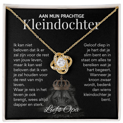 Aan mijn Kleindochter - Liefdesknoop Halsketting - Liefs, Opa T518