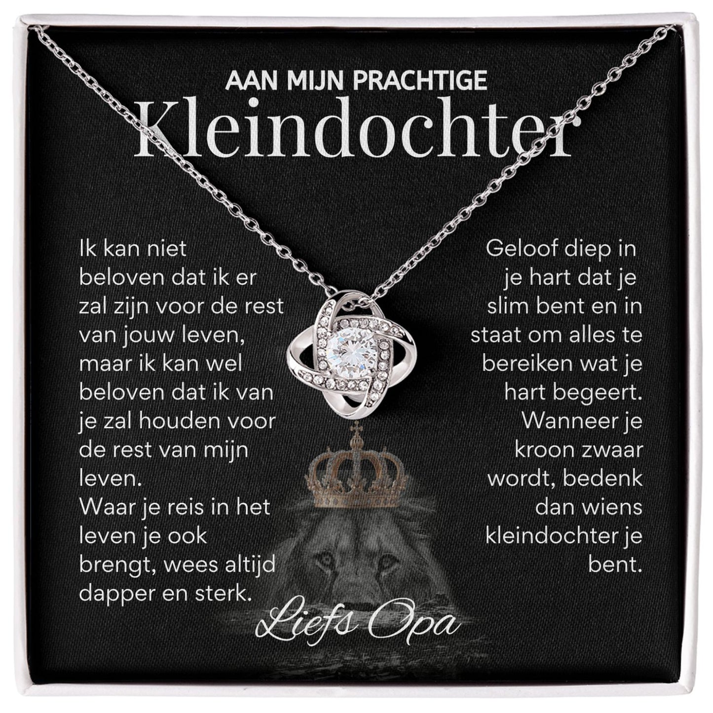 Aan mijn Kleindochter - Liefdesknoop Halsketting - Liefs, Opa T518