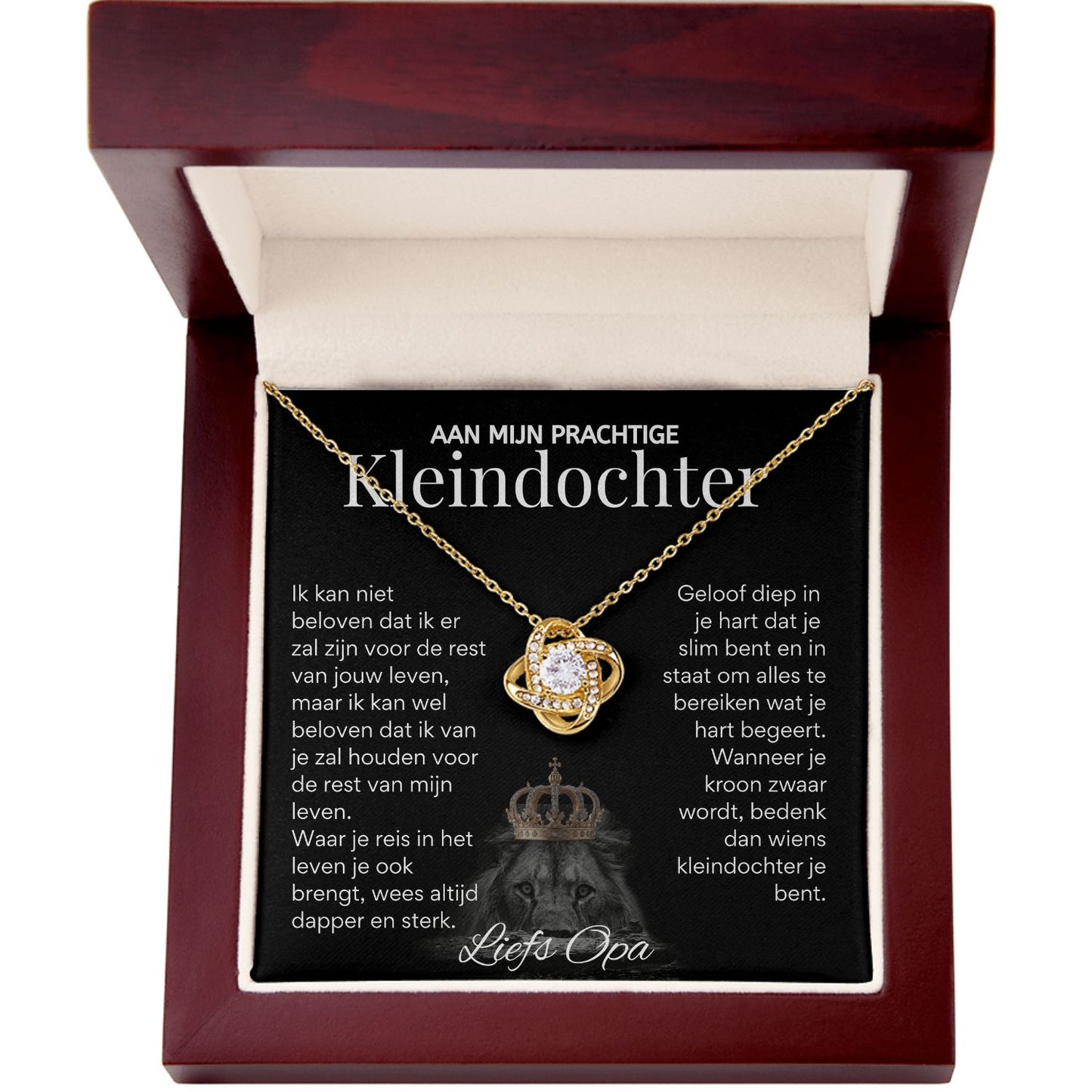 Aan mijn Kleindochter - Liefdesknoop Halsketting - Liefs, Opa T518