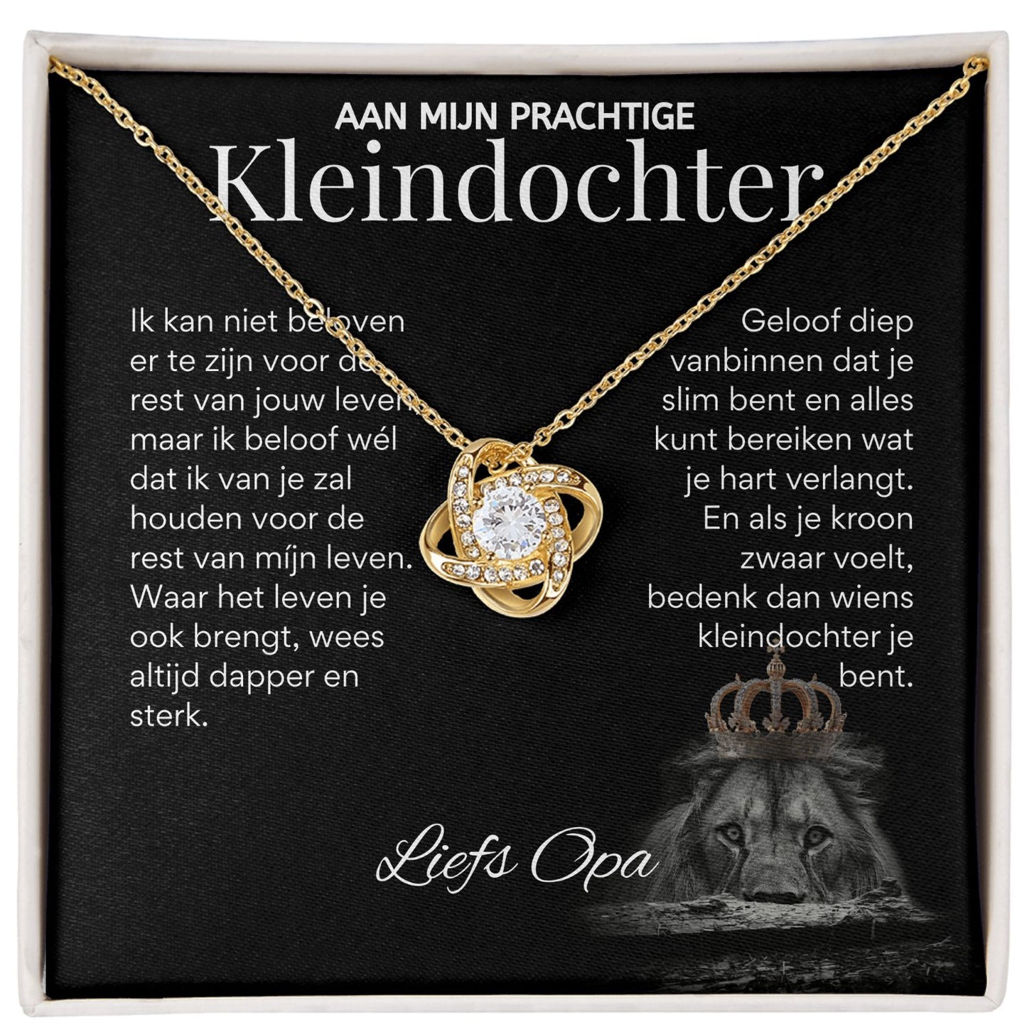 Aan mijn Kleindochter - Liefdesknoop Halsketting - Liefs, Opa T519