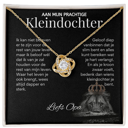 Aan mijn Kleindochter - Liefdesknoop Halsketting - Liefs, Opa T519
