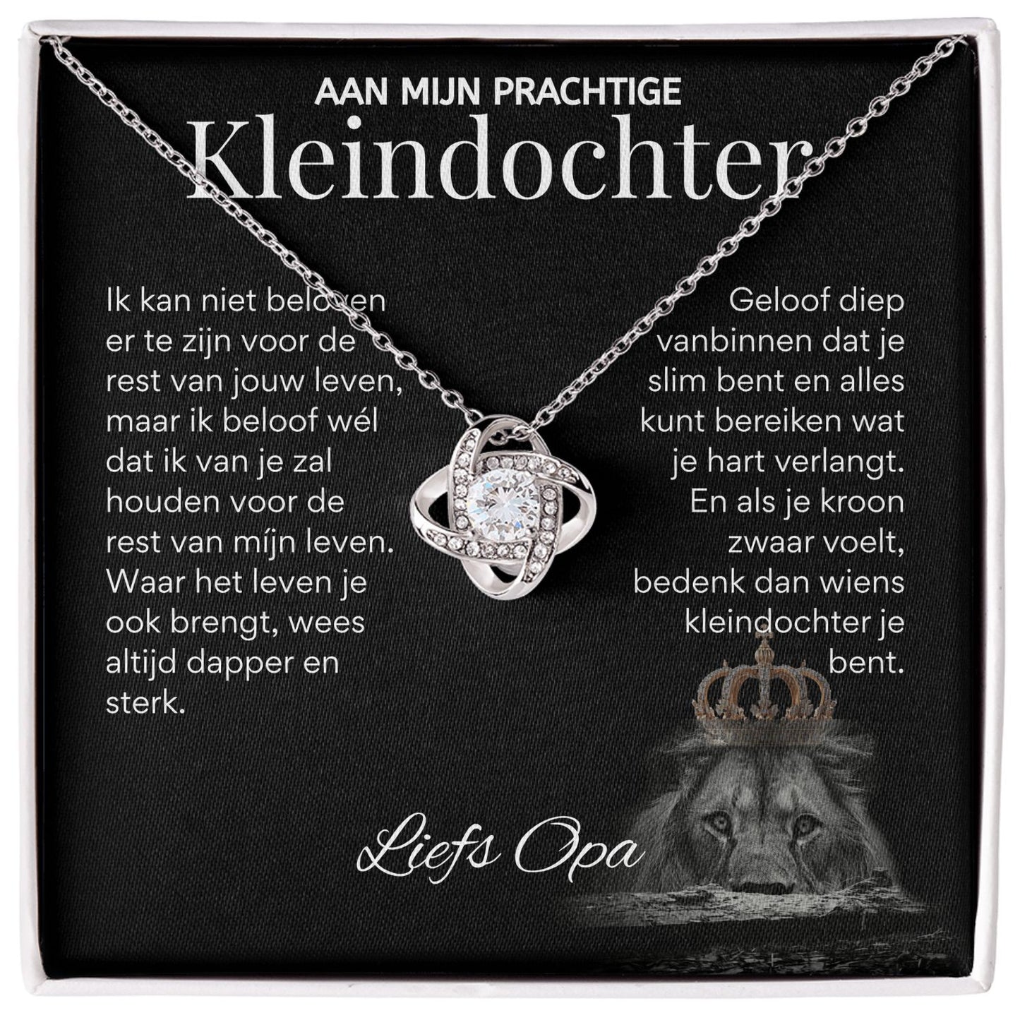 Aan mijn Kleindochter - Liefdesknoop Halsketting - Liefs, Opa T519