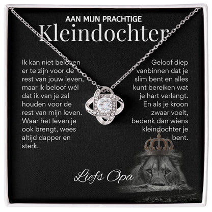 Aan mijn Kleindochter - Liefdesknoop Halsketting - Liefs, Opa T519