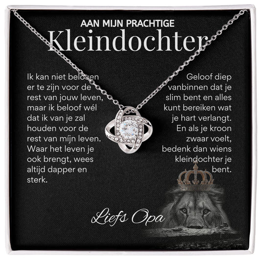 Aan mijn Kleindochter - Liefdesknoop Halsketting - Liefs, Opa T519