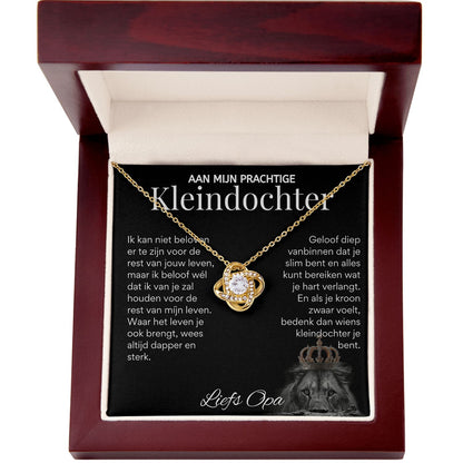 Aan mijn Kleindochter - Liefdesknoop Halsketting - Liefs, Opa T519