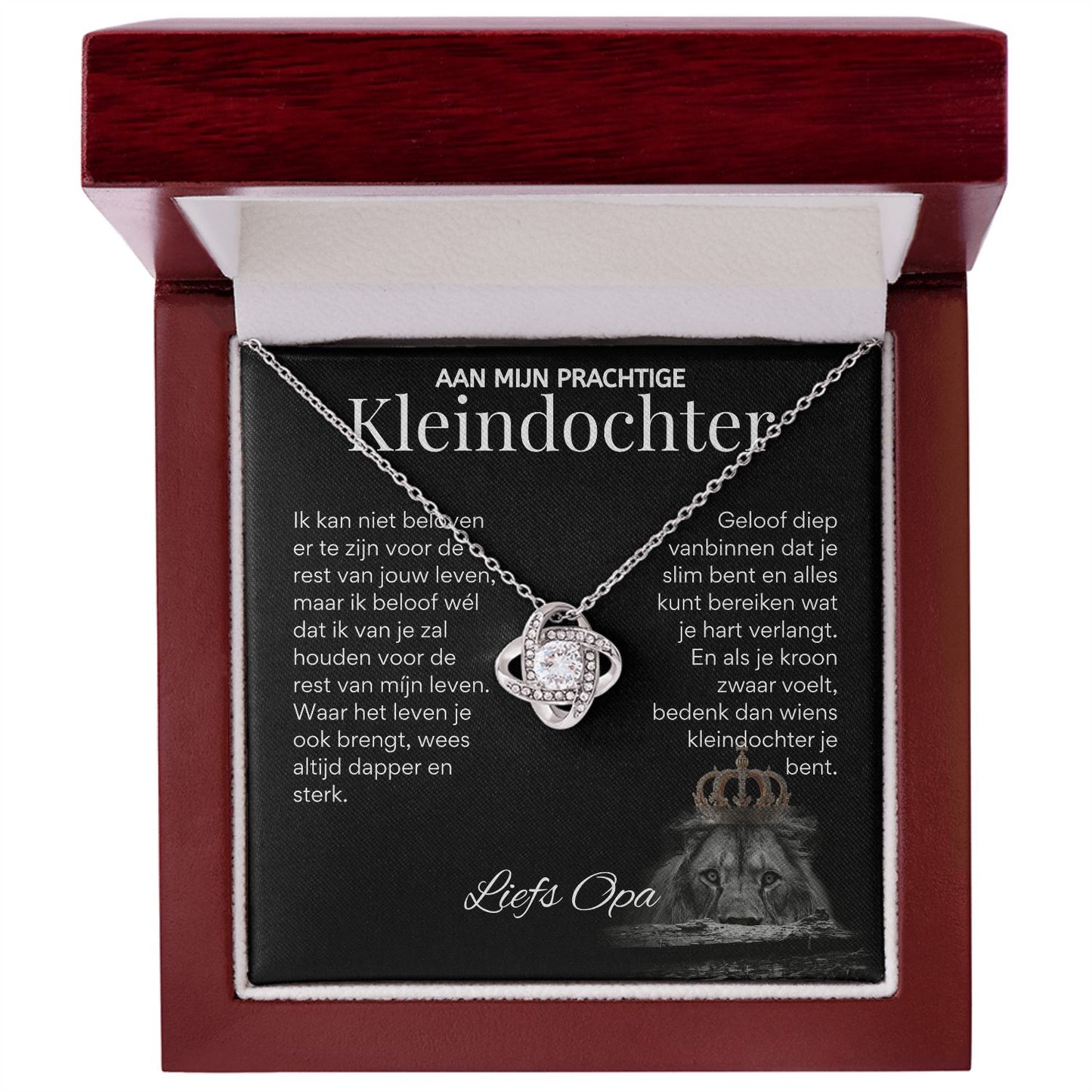 Aan mijn Kleindochter - Liefdesknoop Halsketting - Liefs, Opa T519