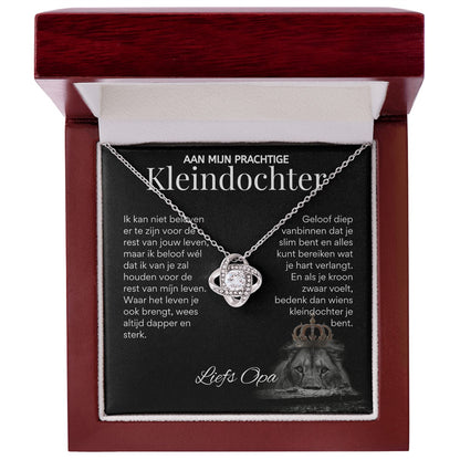 Aan mijn Kleindochter - Liefdesknoop Halsketting - Liefs, Opa T519